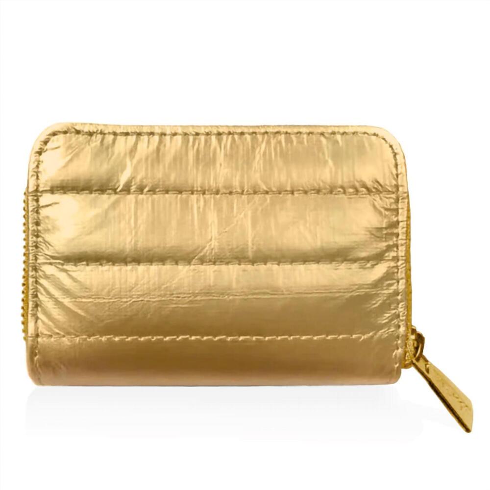NEW HI LOVE TRAVEL women's puffer zipper wallet in gold